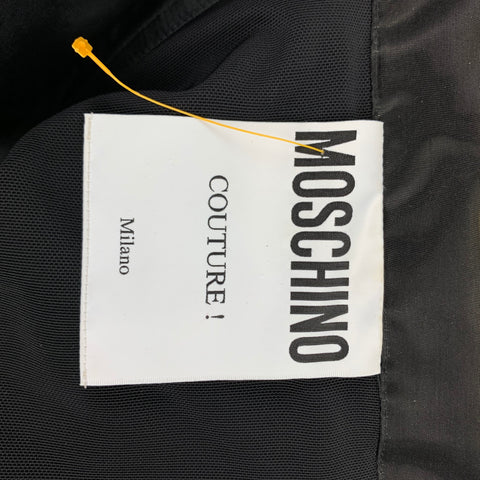 MOSCHINO COUTURE Pre-Fall 15 Size 6 Black & Yellow Rayon Blend Tape Measure Bow Cocktail Dress