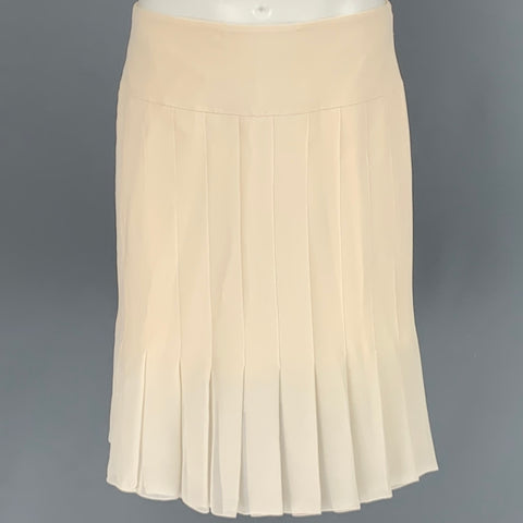 CHANEL Talla 8 Falda plisada de seda color crema