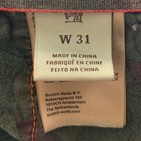 SCOTCH AND SODA Size 31 Green Cotton Linen Drawstring Shorts