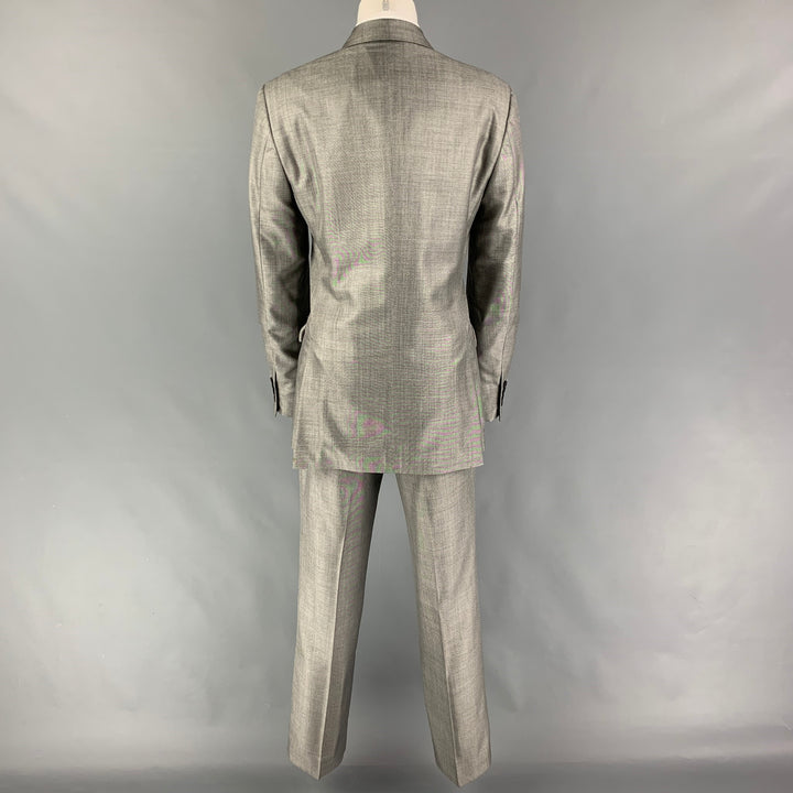 PRADA Taille 36 Costume à revers cranté en laine et soie gris clair