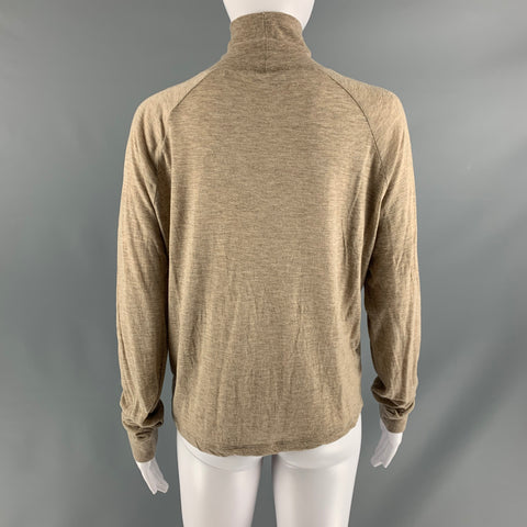 VINCE Talla S Top casual con cuello alto jaspeado en mezcla de Lyocell beige