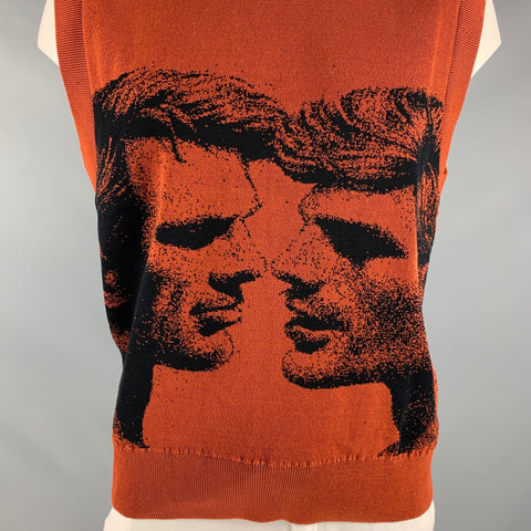 CARNE BOLLENTE x TOM OF FINLAND Size XL Brown Black Knitted Cotton Vest