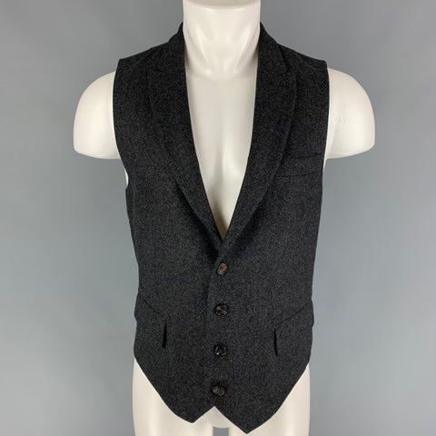 BRUNELLO CUCINELLI Size 40 Charcoal Heather Wool Side Tabs Vest