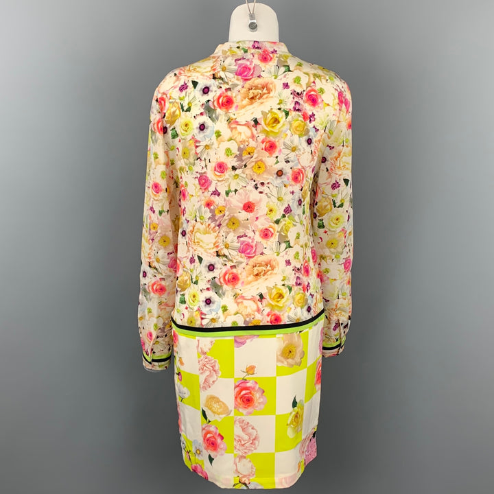 MSGM Vestido recto de manga larga floral multicolor talla M