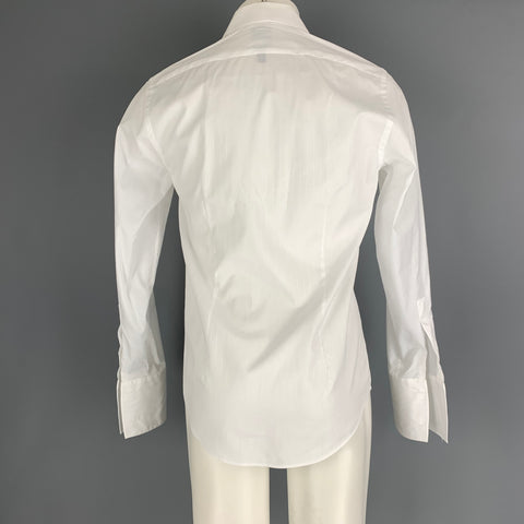 CALVIN KLEIN Size S White Stripe Cotton Tuxedo Long Sleeve Shirt