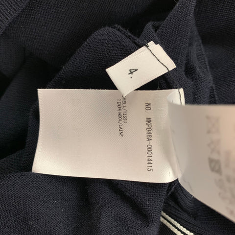 THOM BROWNE Size L Navy White Stripe Wool Buttoned Polo