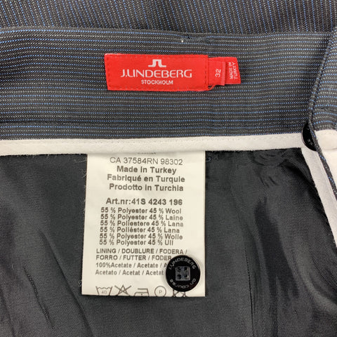 J. LINDEBERG Size 32 Black Pinstripe Wool Blend Zip Fly Dress Pants