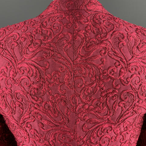 DOLCE & GABBANA Size 36 Raspberry Pink Brocade 3 Piece Peak Lapel Suit
