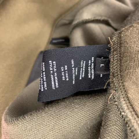 HELMUT LANG Size L Olive Polyester / Cotton High Collar Sport Stripe Track Jacket