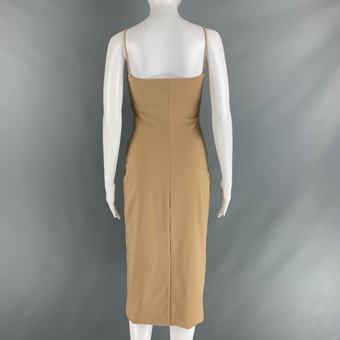 THE ROW Size XS Beige Polyamide Eastane Spaghetti Straps Mid-Calf Dress