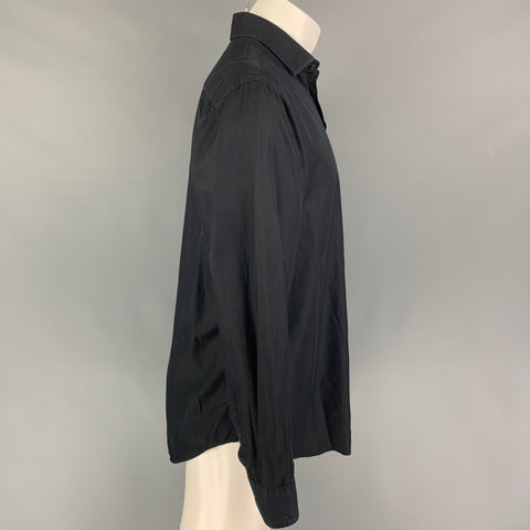 GIORGIO ARMANI Camisa de manga larga con botones de algodón negro talla M