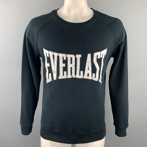 EVERLAST for PORTS Size L Black Logo Cotton Crew-Neck Sweatshirt