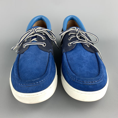 GIANVITO ROSSI Size 8 Blue Two Toned Suede Boat Lace Up Shoes