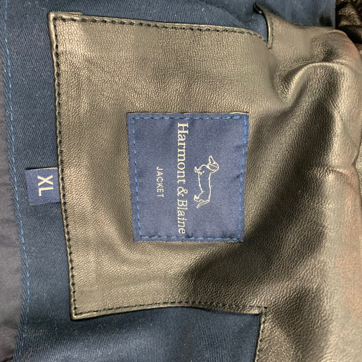 HARMONT & BLAINE Size XL Black Quilted Leather Zip Up Jacket