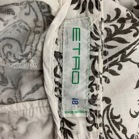 ETRO Size 32 White & Brown Paisley Linen Shorts