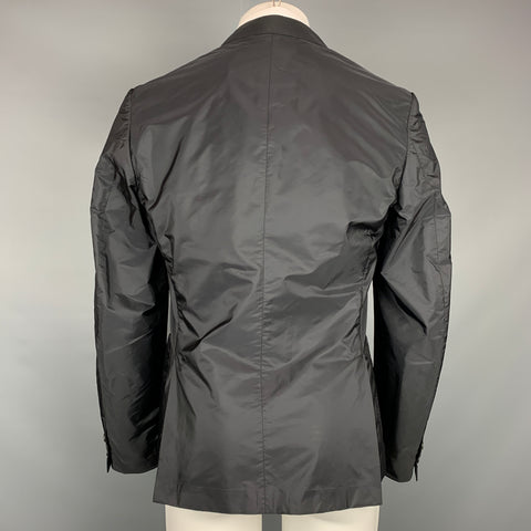 PRADA Size US 40 Black Nylon Notch Lapel Sport Coat Jacket