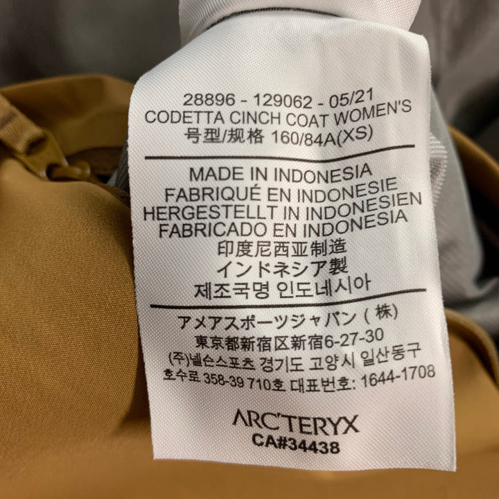 ARCTERYX Size XS Khaki Nylon Hooded Jacket