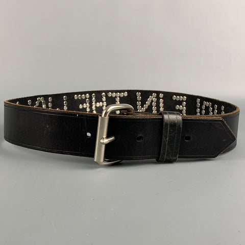 Vintage OFF RAMP Size M Black & Silver Studded Leather Hole In The Wall Belt