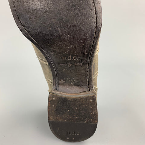 N.D.C. Size 9 Taupe Distressed Leather Lace Up Brogues