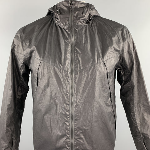 RAG & BONE Size S Black Coated Cotton Zip Up Hooded Jacket