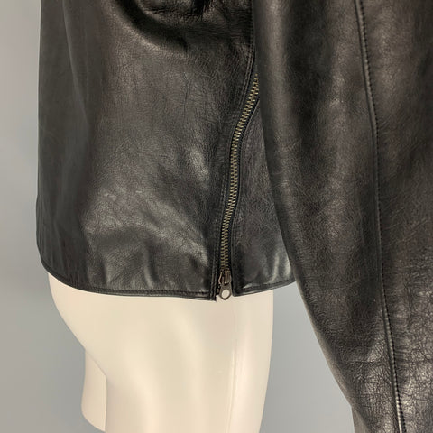 POLO by RALPH LAUREN Size L Black Brown Distressed Leather Jacket