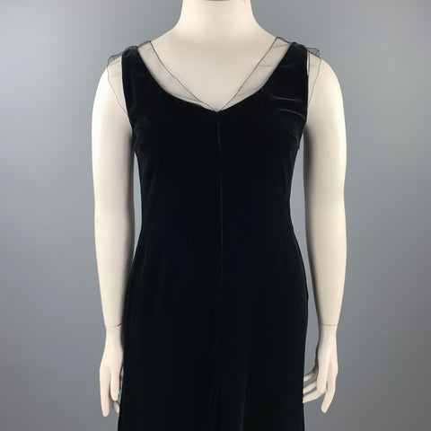 GIORGIO ARMANI Taille 10 Robe droite en maille noire / soie