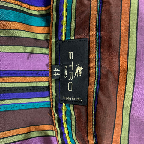 ETRO Size 8 Purple Multi-Color Silk Sequined Blouson Dress Top