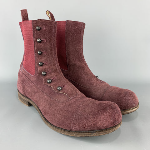 NUMBER (N)INE Size 11 Purple Side Button Chelsea  Boots