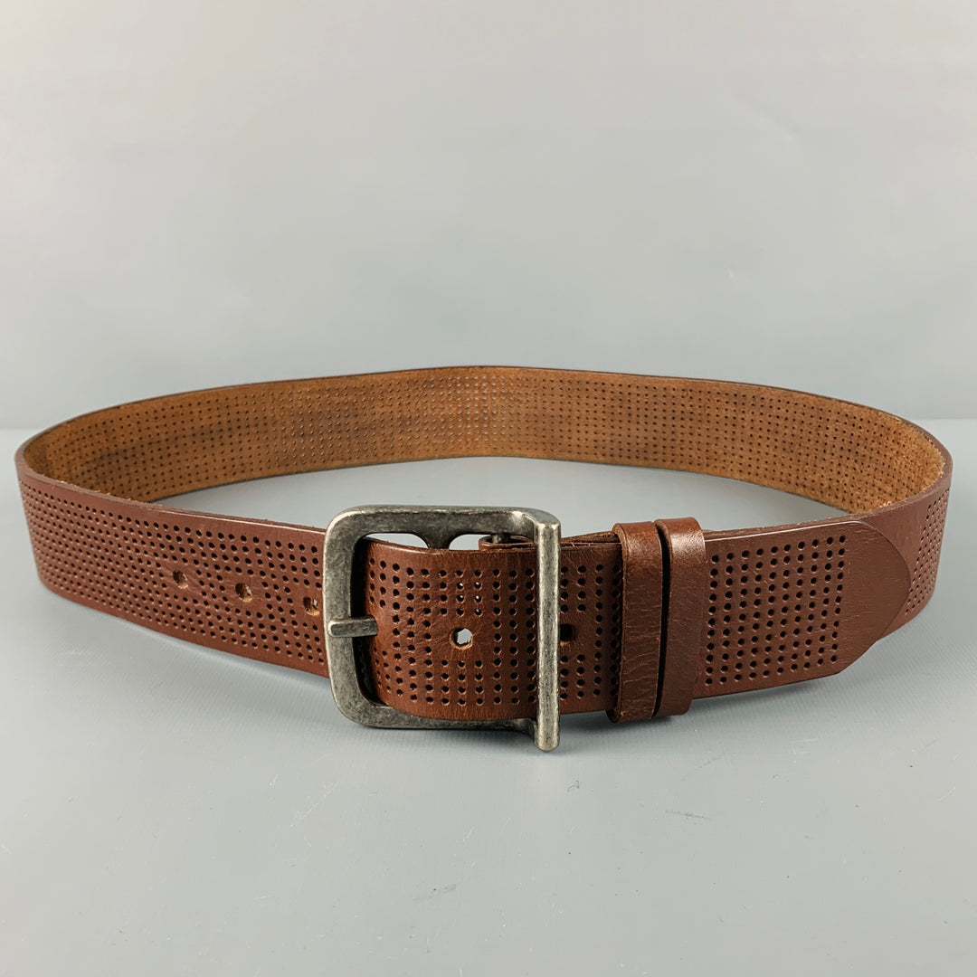 VINTAGE Size 36 Brown Perforated Leather Belt
