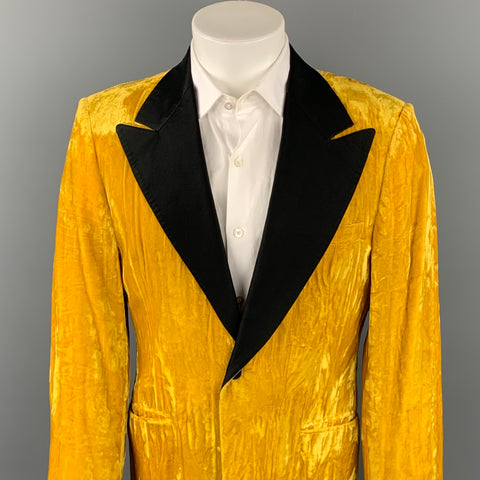 Vintage AFTER SIX Size 40 Gold Textured Velvet Peak Lapel Sport Coat