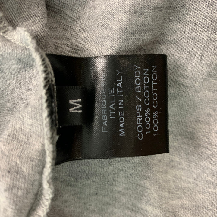 BALMAIN Size M Grey Solid Cotton Crew-Neck T-shirt