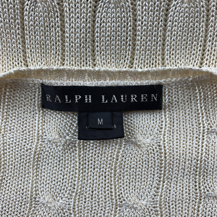 RALPH LAUREN Black Label Size M Cream Cable Knit Silk Sweater