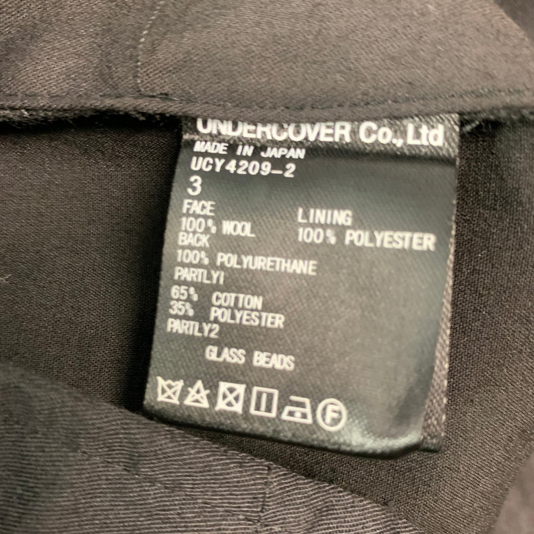 UNDERCOVER Size 30 Black Applique Wool Blend Apron Dress Pants