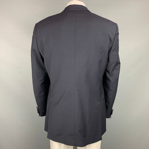 JOHN VARVATOS Size 44 Navy Wool / Mohair Peak Lapel Sport Coat