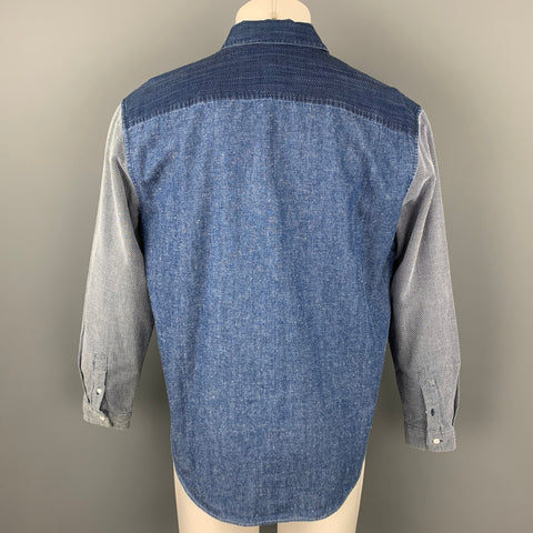 LEVI'S MADE & CRAFTED Size M Indigo Mixed Fabrics Cotton Oversized Long Sleeve Shirt