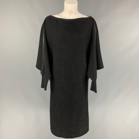 JEAN PAUL GAULTIER Talla M Vestido recto de mezcla de lana metalizada negro