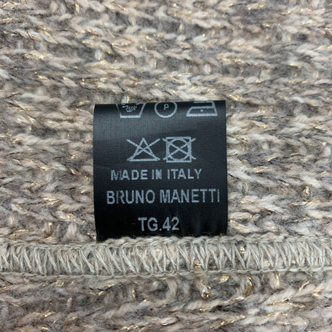BRUNO MANETTI Size 6 Beige & Gold Wool Blend Textured Jacket