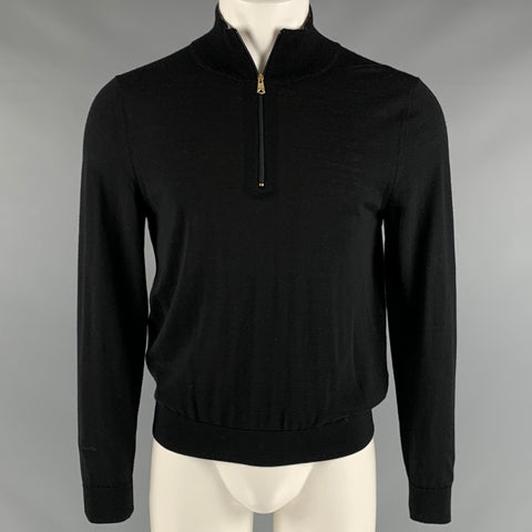 PAUL SMITH Taille S Pull zippé en laine mérinos noire