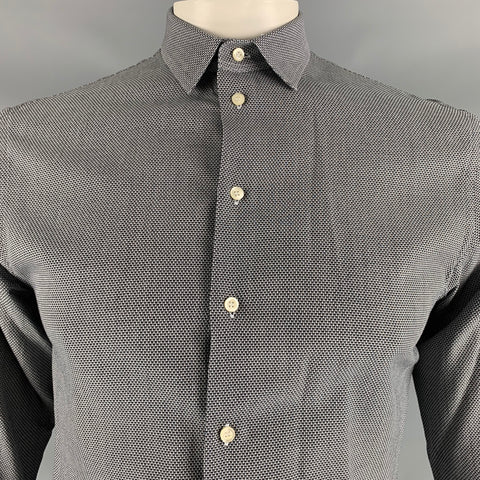 EMPORIO ARMANI Size L Black & White Cotton Button Down Long Sleeve Shirt
