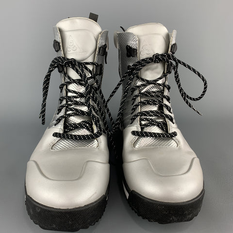 NIKE Talla 10 Botas deportivas ACG H20 REPEL de cuero plateado metalizado