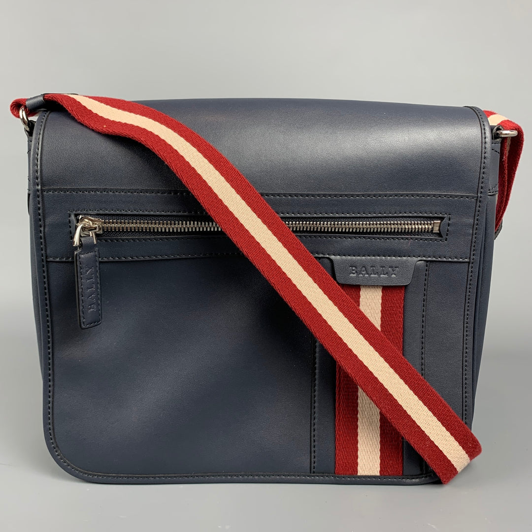 BALLY Navy Leather Rectangle Shoulder Bag
