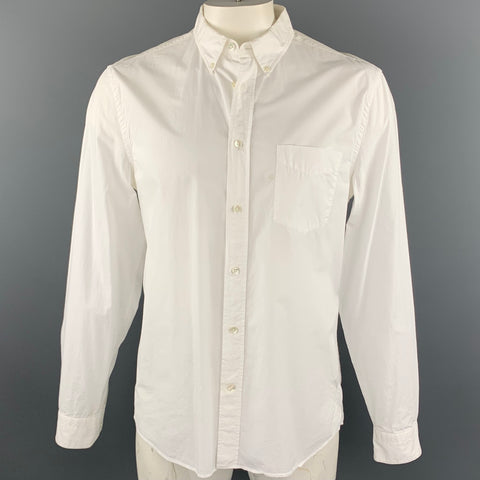 ACNE STUDIOS Size L White Cotton Button Down Long Sleeve Shirt