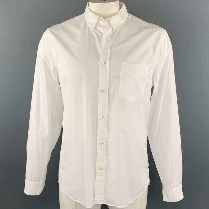 ACNE STUDIOS Size L White Cotton Button Down Long Sleeve Shirt
