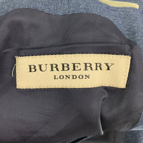BURBERRY LONDON Size 40 Blue & Gray Textured Wool Single Breasted Suit
