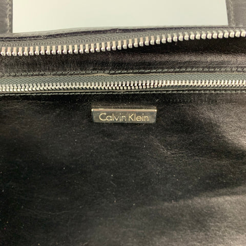 CALVIN KLEIN Black Leather Duffle Bag