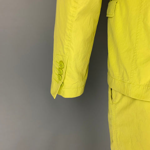VIKTOR & ROLF Size 38 Lime Green Wrinkled Cotton / Polyamide Notch Lapel Suit