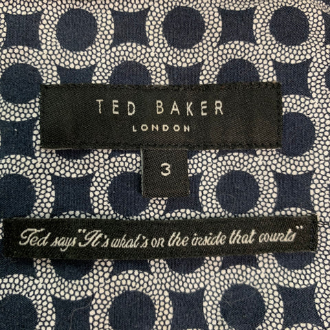 TED BAKER Size M Navy White Floral Cotton Short Sleeve Shirt