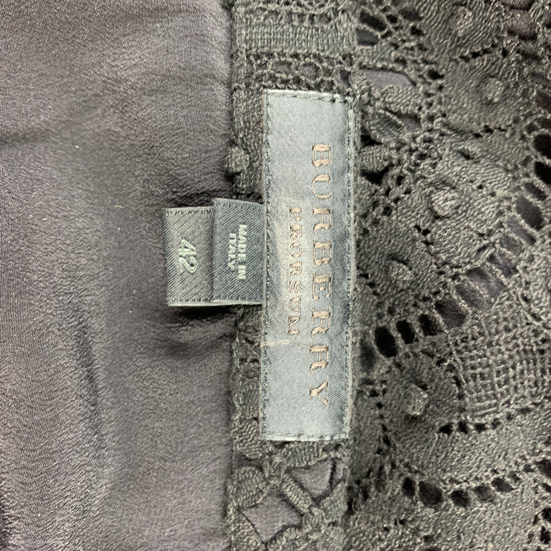 BURBERRY PRORSUM Size 6 Black Knitted Cotton / Nylon Pencil Skirt