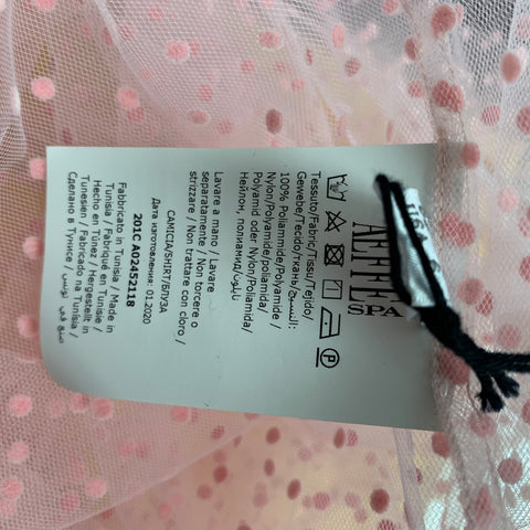 PHILOSOPHY Size 6 Pink Polyamide Dots See Through Crew-Neck Blouse