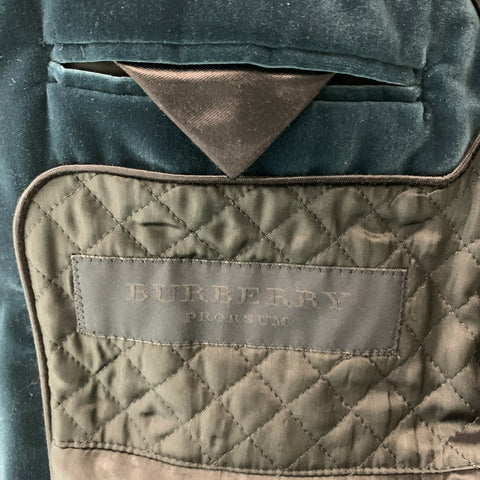 BURBERRY PRORSUM Size 42 Blue Velvet Notch Lapel Sport Coat